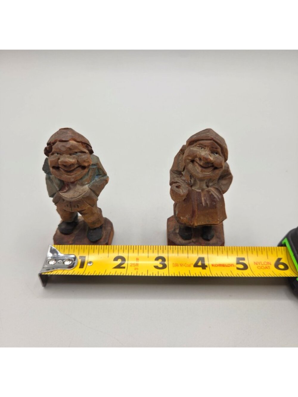 Vintage European Hand-Carved Wooden Figurines Old Couple Tyrolean Folk Art - Picture 8 of 10